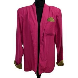 Maren Vintage Pink and Green Vintage Open Front
Blazer(Size Medium)